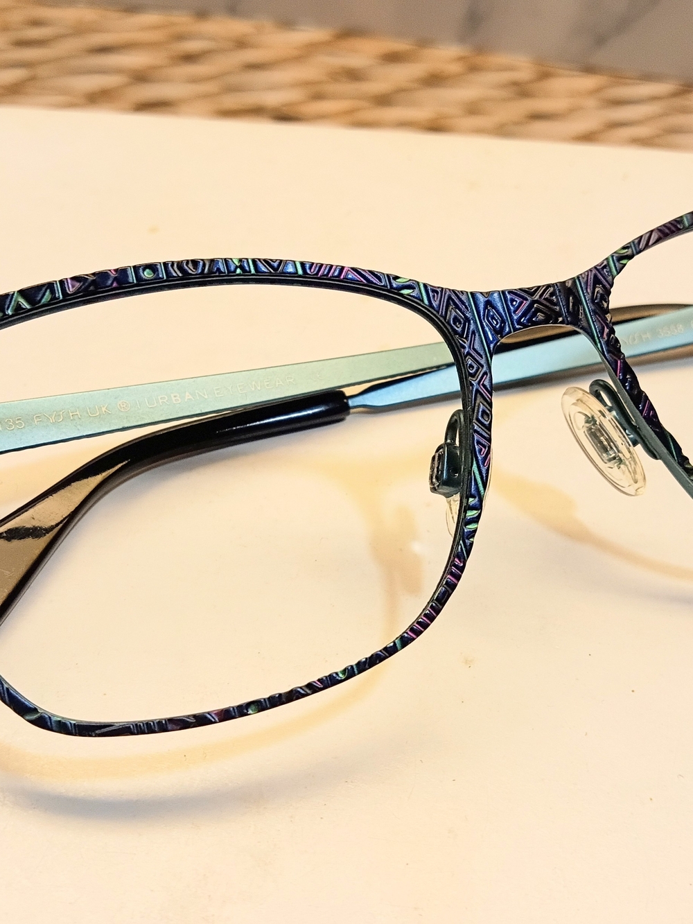 Women's Iridescent Blue-Green Patterned Eyeglass Frame Rxable Glasses 51-16-135